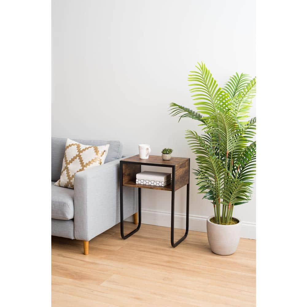 Versatile A-Shape Wood and Metal Cantilever Side Table, Brown