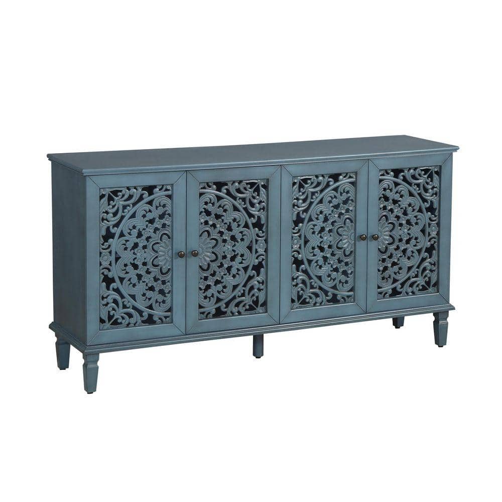 59.84 in. W x 15.74 in. D x 31.5 in. H Bathroom Blue Linen Cabinet
