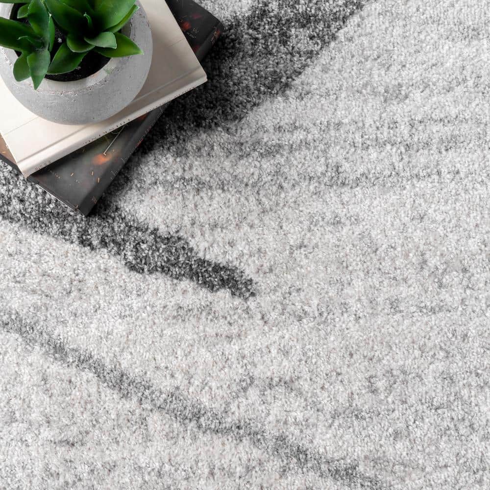Gray Abstract Lines Reversible Area Rug