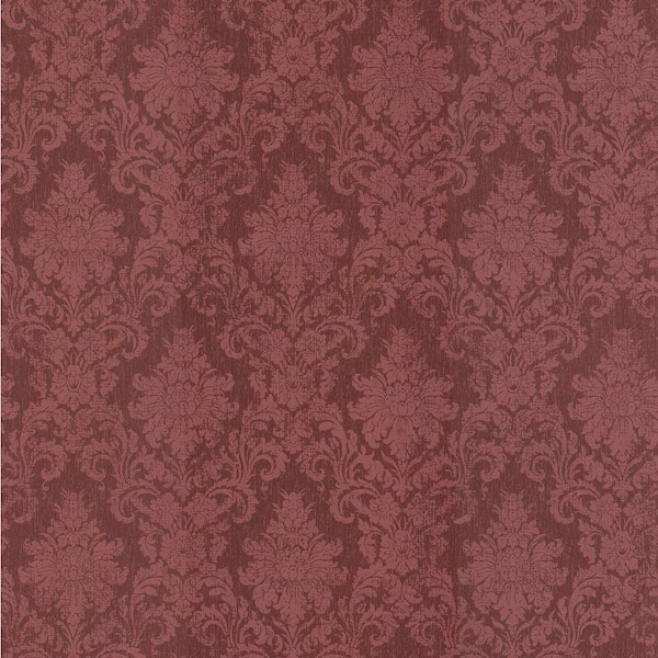 Brewster Madison Florals Red Damask Wallpaper Sample