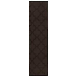 Mocha Quatro 3 ft. x 12 ft. Cut-loop Trellis Area Rug