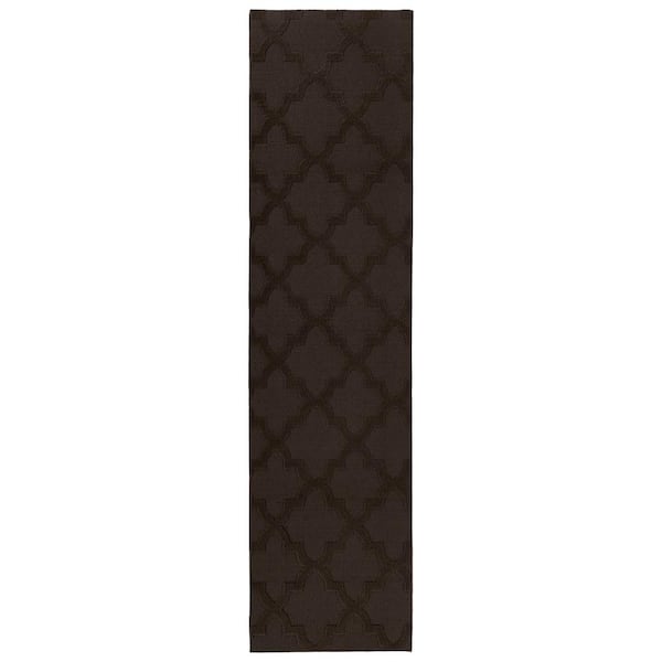 Garland Rug Mocha Quatro 3 ft. x 12 ft. Cut-loop Trellis Area Rug