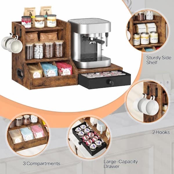 3-Tier Coffee Mug Tree and Cup Holder with 25 K-Cup Pod Drawer, 2