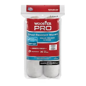 6-1/2 in. x 3/8 in. High-Density Fabric Wooster Pro White Woven Cage Style Mini Roller Cover Applicator/Tool (2-Pack)