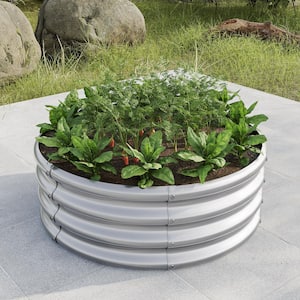 Silver 32 in. x 32 in. x 11 in. Round Galvanized Steel Raised