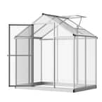 4 ft. x 6.25 ft. x 6.4 ft. Polycarbonate Silver Greenhouse with Roof Vent and Rain Gutters