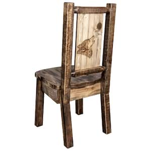 Homestead Collection Early American with Laser Engraved Wolf Design Dining Side Chair