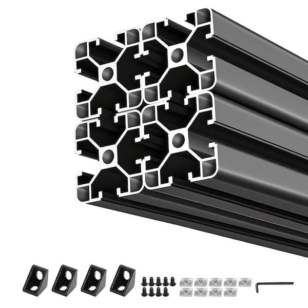 4PCS 4040 Aluminum Extrusion Profile, 15.75 in. 400 mm, Durable, T Slot European Standard Anodized Linear Rail, Black