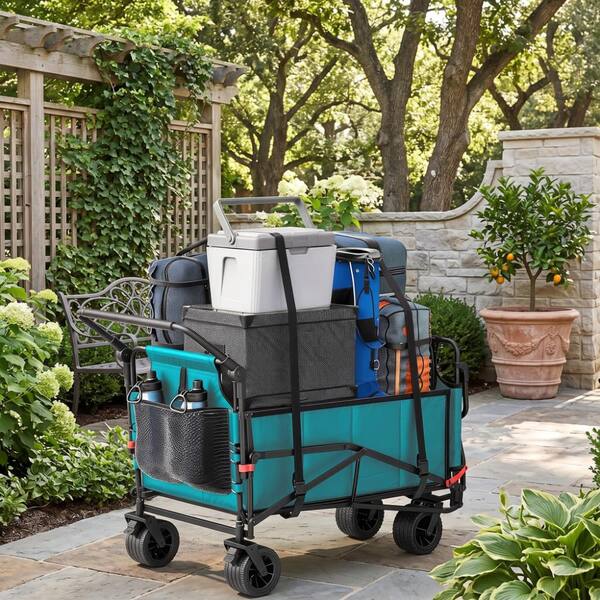 5.03 cu. ft. Metal Garden Cart with 7.5" Tires,650 Lbs Capacity  in Sky Blue