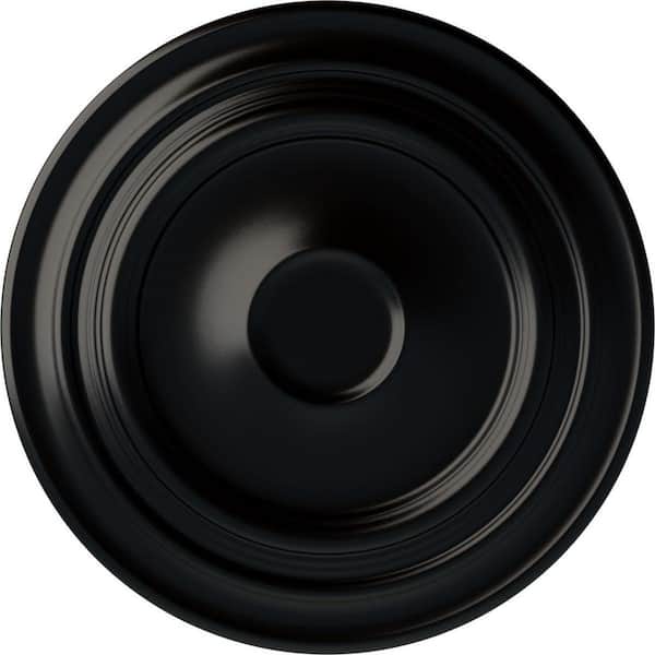 Ekena Millwork 32-5/8" x 1-1/2" Giana Urethane Ceiling Medallion (Fits Canopies up to 7-7/8"), Hand-Painted Jet Black