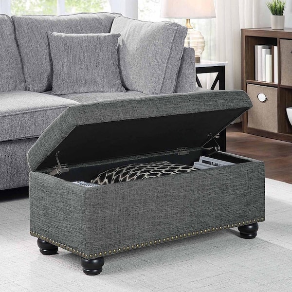 Designs4Comfort 7th Avenue Light Charcoal Gray Fabric Storage Ottoman Bench