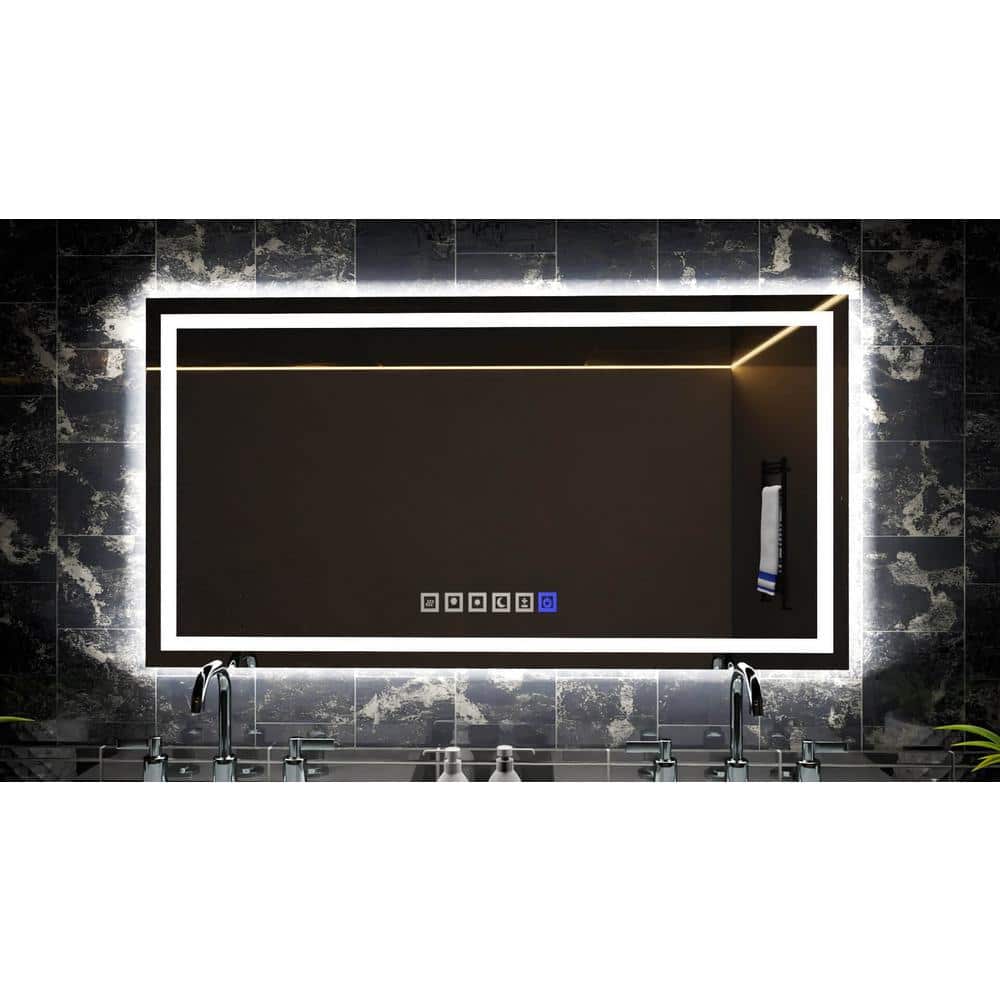 Sleek 60'' Frameless LED Lighted Full-Length Mirror with Touch Dimmer