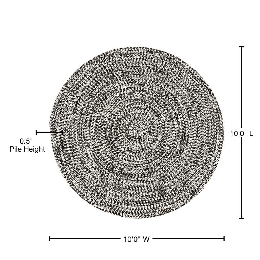 Kaari 10' Round Black Braided Synthetic Rug