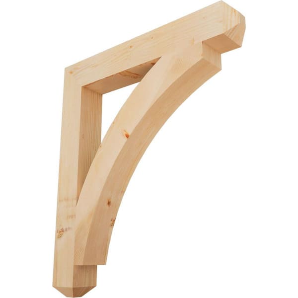 Ekena Millwork 5.5 in. x 48 in. x 42 in. Douglas Fir Thorton Craftsman Smooth Bracket