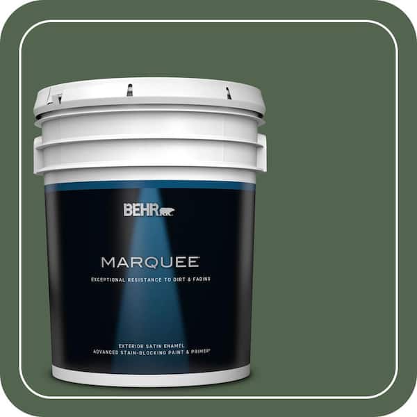 BEHR MARQUEE 5 gal. #S410-7 Equestrian Green Satin Enamel Exterior Paint & Primer