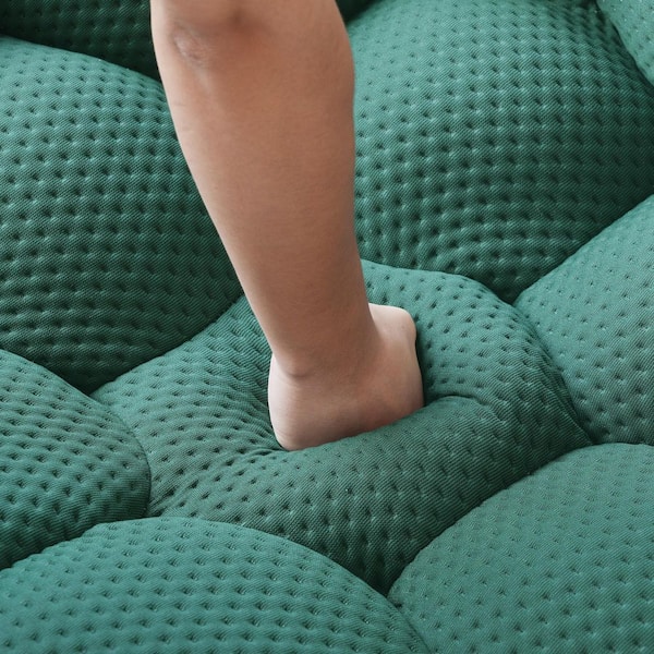 Magic Home 98 in. 2-Piece Green Fabric Armless Bubble Curved Sofa