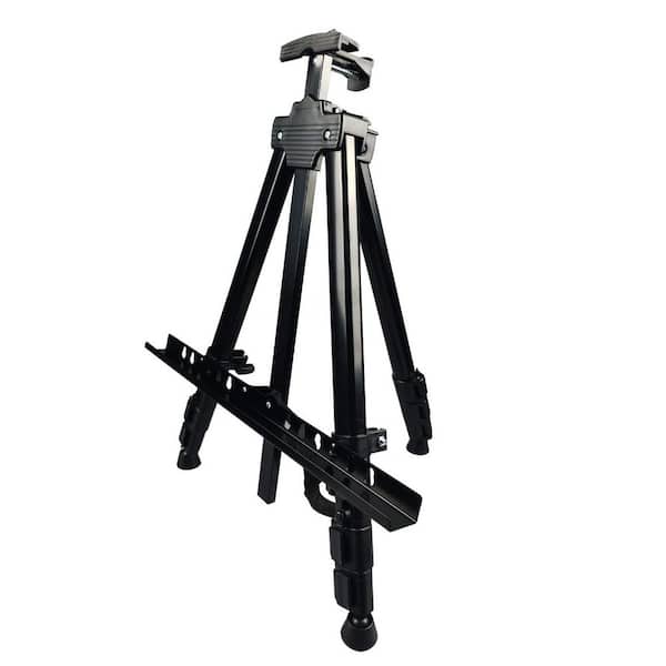 Portable Metal Adjustable Easel Stand for Painting Canvases Tabletop or Floor Display Black with Carry Bag