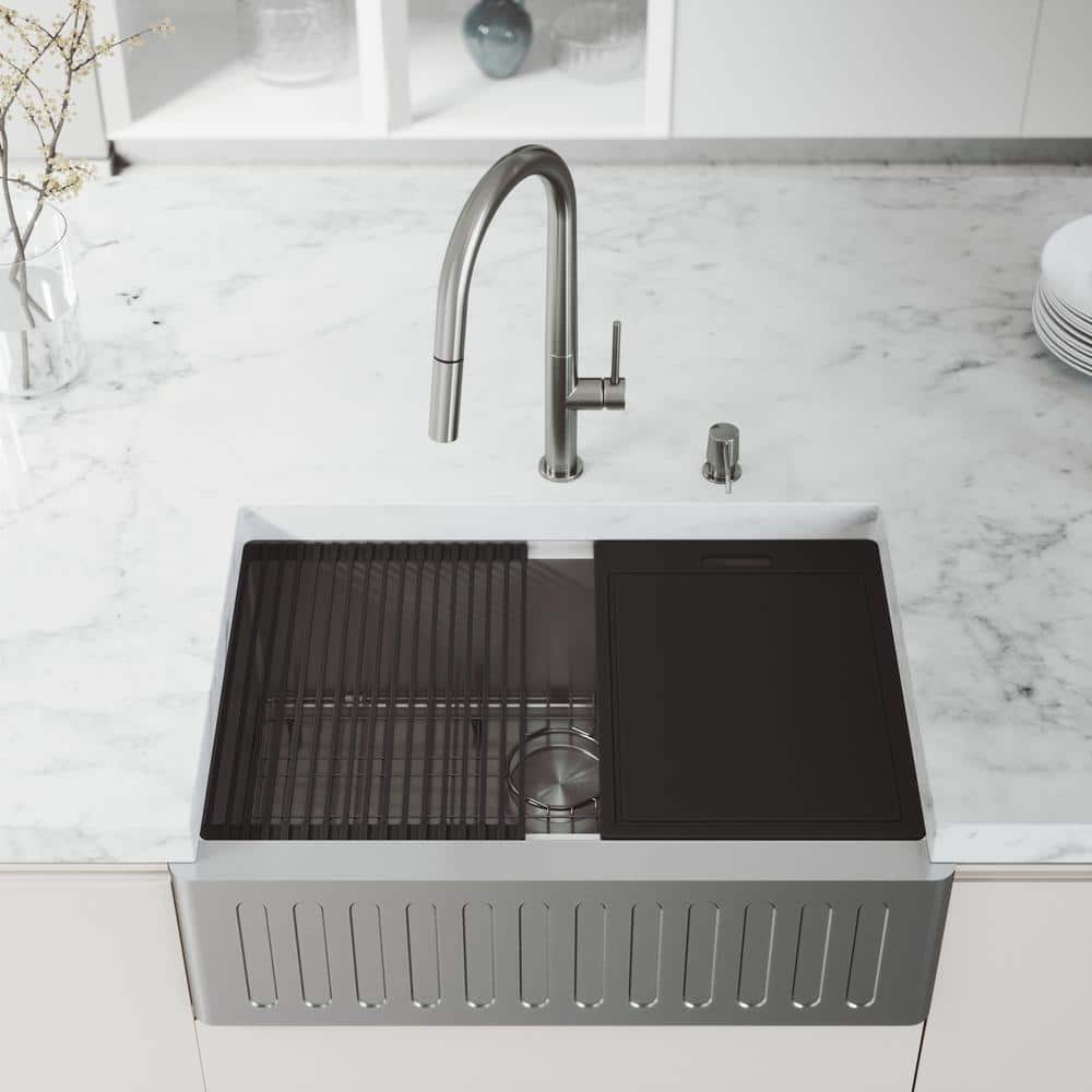 Oxford 30" Stainless Steel Farmhouse Kitchen Sink with Accessories