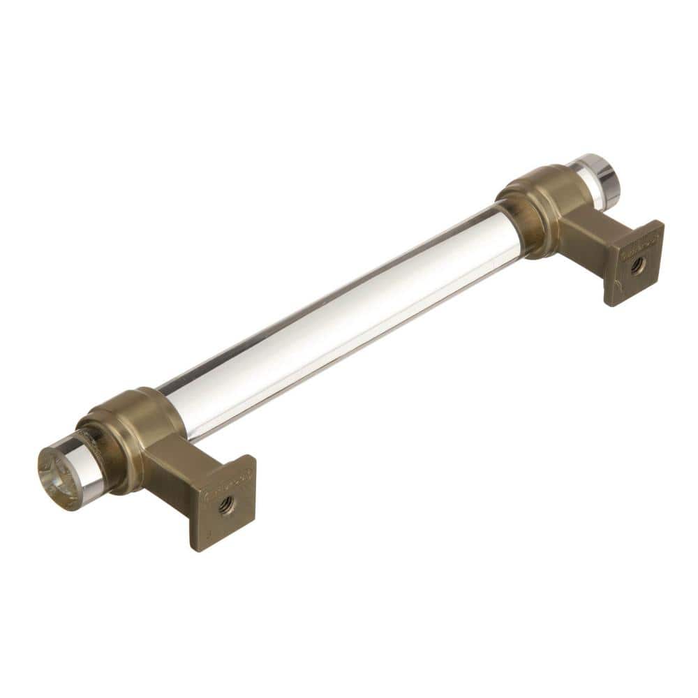 Clear Glass and Golden Champagne Cabinet Pull with Mounting Hardware