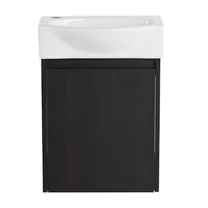 11 in. W x 16 in. D x 22 in. H 1-Sink Wall Mounted Bath Vanity in Black with White Resin Top