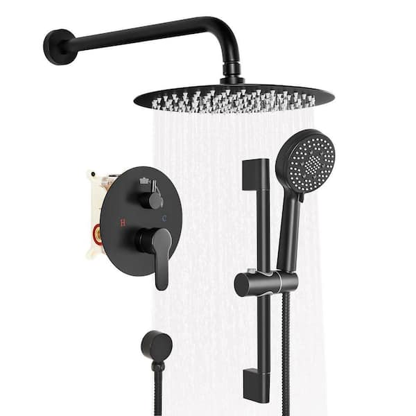 Single Handle 2-Spray Shower Faucet 1. 8GPM, Shower Faucet with Slid Bar with Hand shower in Matte Black