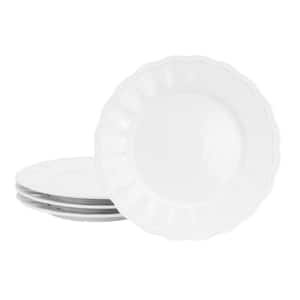 Ultra Durable White 10.5 in Fine Ceramic Embossed Dinner Plate (Set of 4)