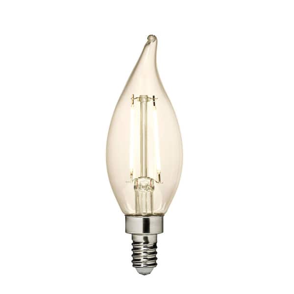 2.5-Watt Equivalent CA11 Shape E12 Base Soft White (2700K) Dimmable Clear LED Light Bulb (1-Pack)