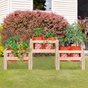 79 in. x 16 in. x 30 in. 2-Tiers 6-Bucket Elevated Unfinished Wood Cedar Garden Frame Raised Beds