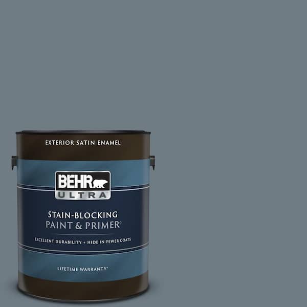 BEHR ULTRA 1 gal. #N490-5 Charcoal Blue Satin Enamel Exterior Paint & Primer
