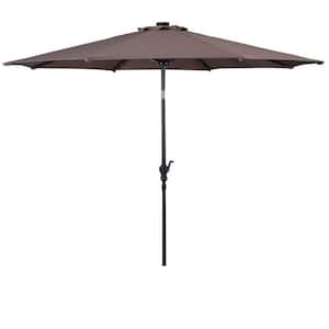 10 ft. Steel Cantilever Patio Umbrella with Crank and LED Lights in Tan