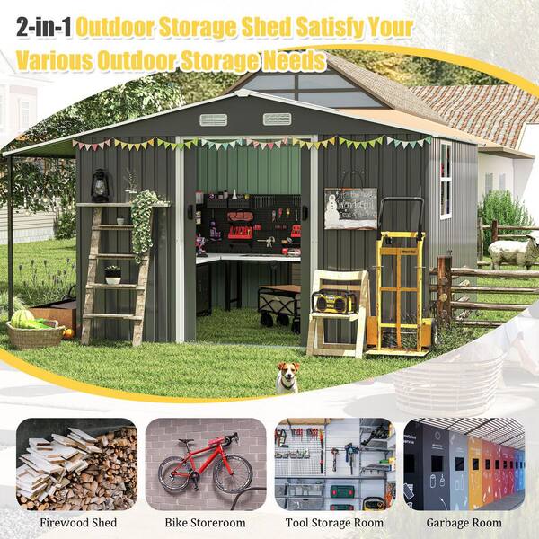 10 ft. W x 12 ft. D 108.43 sq. ft. Metal Outdoor Storage Shed with