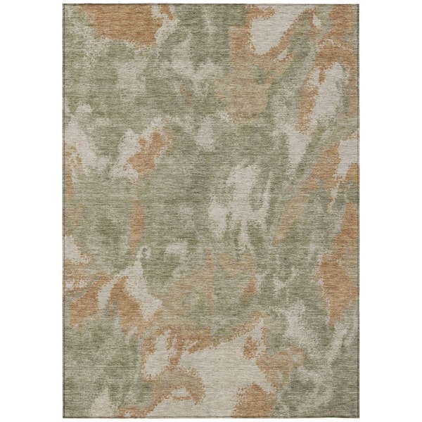 Chantille Machine Washable Indoor/Outdoor Abstract ACN3017 Olive 8 ft. x 10 ft. Area Rug