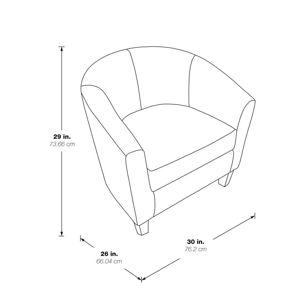 Ethan White Faux Leather Barrel Accent Chair with Wood Frame
