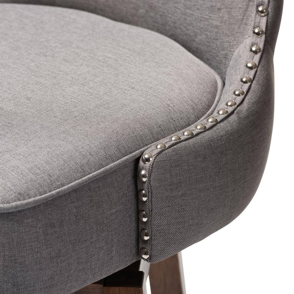 Gray Walnut Upholstered Swivel Bar Stools Set of 2