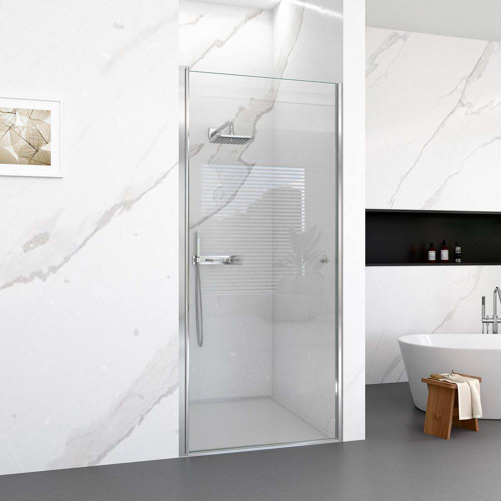 34 to 35.5 in. W x 72 in. H Framed Pivot Shower Door in Brushed Nickel with Nano-Coated Tempered Glass price history on PriceWatchPro