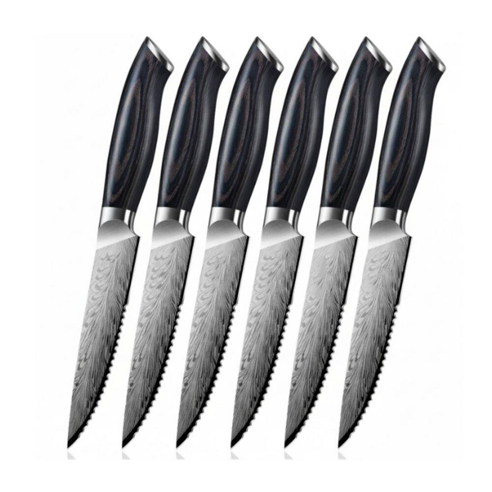 4.5 in. High Hardness Powder Steel Serrated Steak Knife with Ergonomic Pakkawood Handle Set of 6 price history on PriceWatchPro
