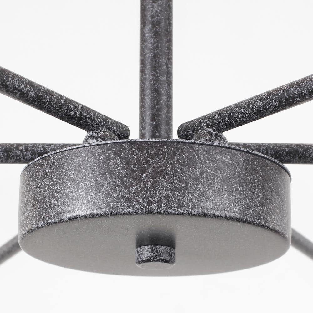 Rustic Black Metal 6-Light Candle Chandelier
