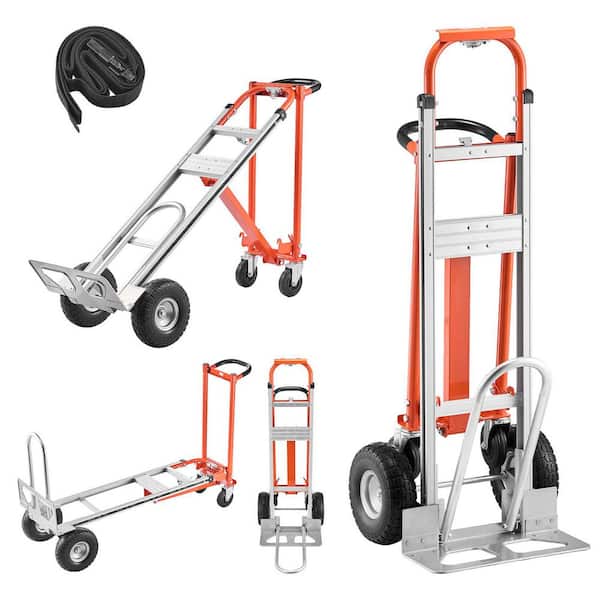4 in 1 Convertible Hand Truck Dolly, 1000lbs. Capacity, Aluminum Portable Trolley with Non-Slip Handle & Wheels for Home