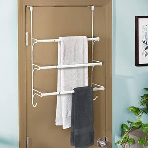 Metal Over the Door 3-Bar Towel Rack in White
