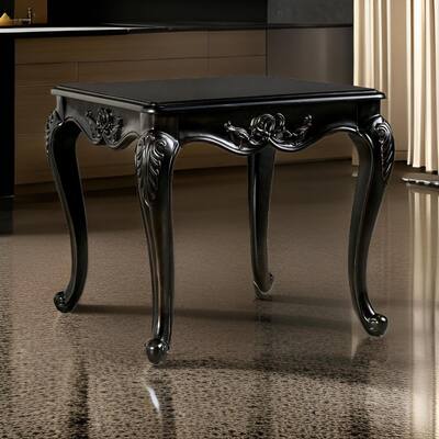 28.5 in. Espresso Brown Square Wood Top End/Side Table with Classic Cabriole Legs