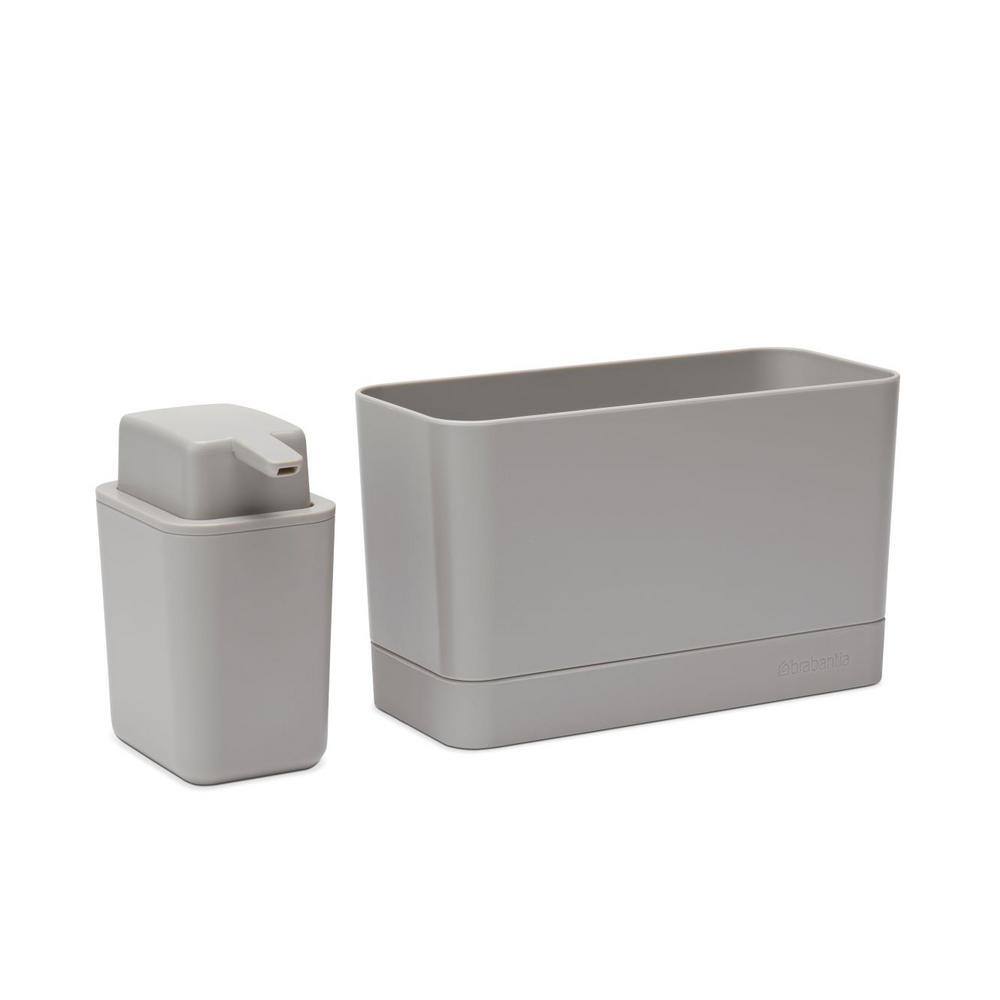 Mid Gray Plastic Sink Organizer with Soap Dispenser