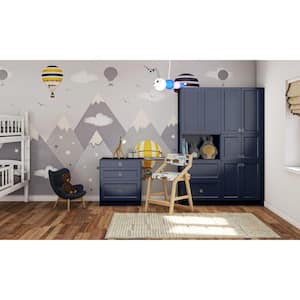 Devon 125 in. W x 89.5 in. H x 24 in. D Painted Blue Shaker Children's Workstation Cabinet Bundle