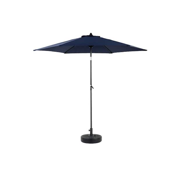 9 ft. Steel Outdoor Patio Umbrella in Market Style with Push Button Tilt and Crank Navy Blue