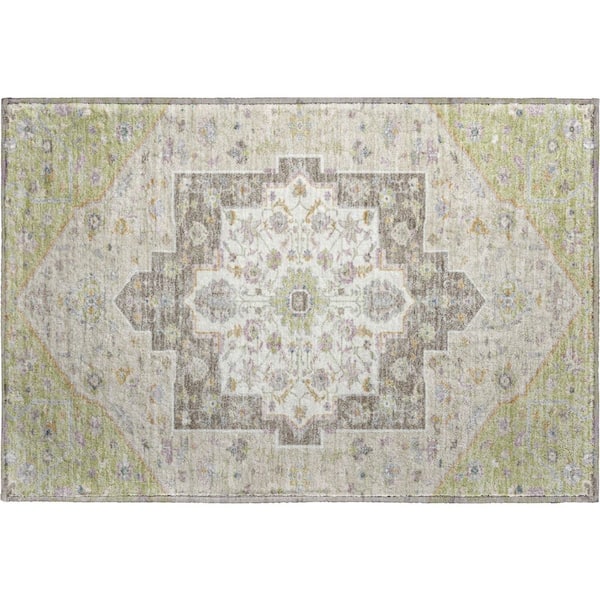 Mayfield Premium Machine Washable Abstract AMF2533 Aloe 2 ft. x 3 ft. Accent Rug