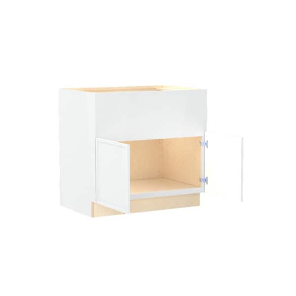 Franklin 36 in. W x 24 in. D x 34.5 in. H Assembled Plywood Farm Sink Base Kitchen Cabinet Vesper White with Soft Close