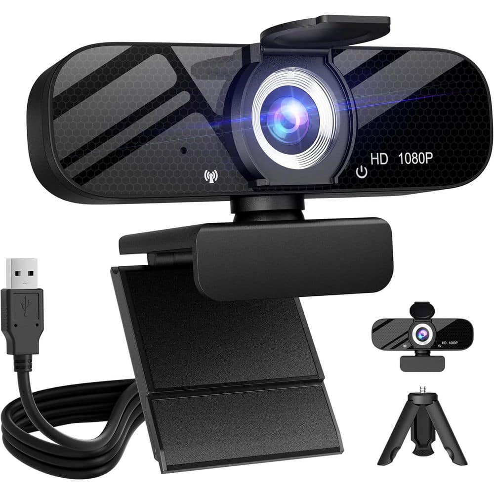 1080P Full HD Webcam with Built-in Microphone and Rotatable Tripod for Desktop PC and Laptop in Black price history on PriceWatchPro