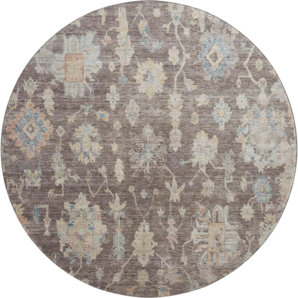 Mayfield Premium Machine Washable Abstract AMF2355 Chocolate 8 ft. x 8 ft. Round Rug price history on PriceWatchPro