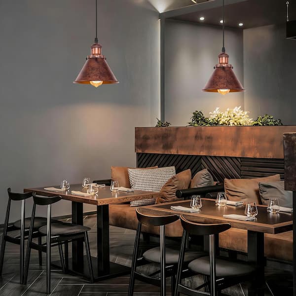 Y'INSP Rust Bloom 1-Light Copper Cone Pendant Light with