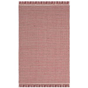 Montauk Ivory/Red Doormat 2 ft. x 4 ft. Striped Area Rug
