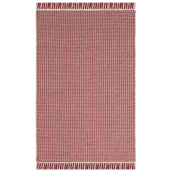 SAFAVIEH Montauk Ivory/Red Doormat 2 ft. x 4 ft. Striped Area Rug